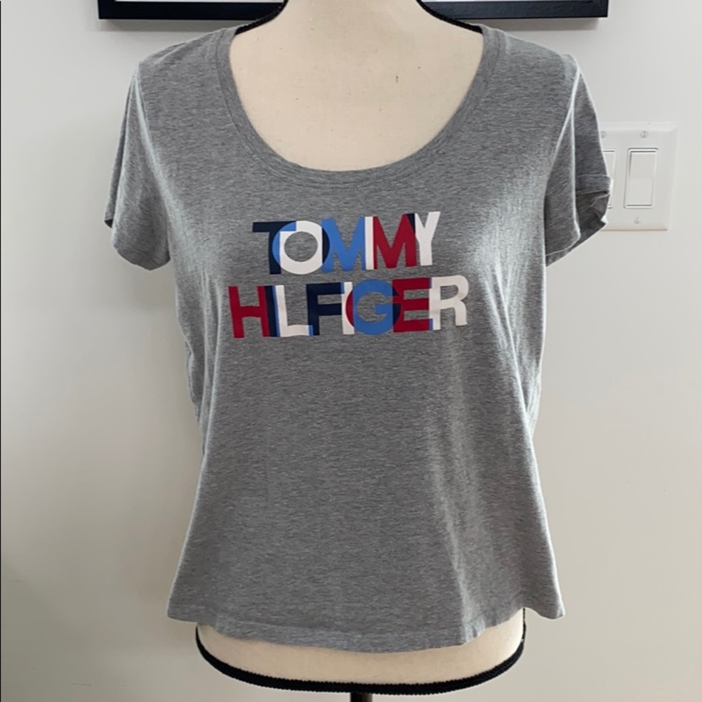 Gray Scoop Neck Tommy Hilfiger TShirt